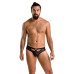 Мужские слипы с вырезами Passion 041 SLIP JOE S/M Black, экокожа, открытые ягодицы - Фото №3