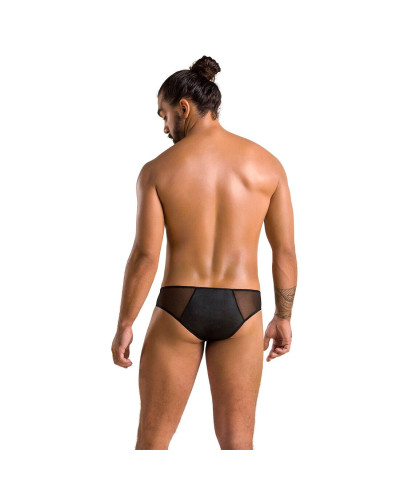 Чоловічі сліпи на блискавці Passion 042 SLIP TIMMY L/XL Black, екошкіра, сітка - Фото №4