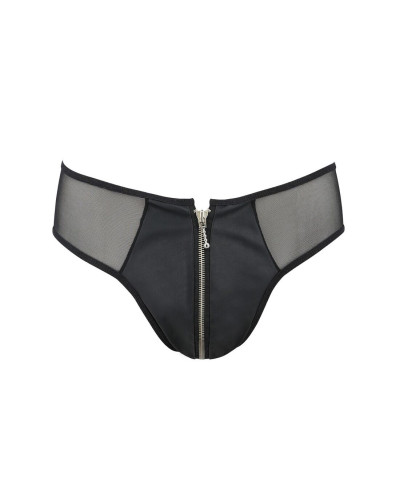 Чоловічі сліпи на блискавці Passion 042 SLIP TIMMY L/XL Black, екошкіра, сітка - Фото №5