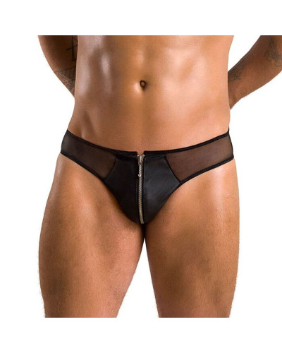 Чоловічі сліпи на блискавці Passion 042 SLIP TIMMY XXL/XXXL Black, екошкіра, сітка - Фото №1