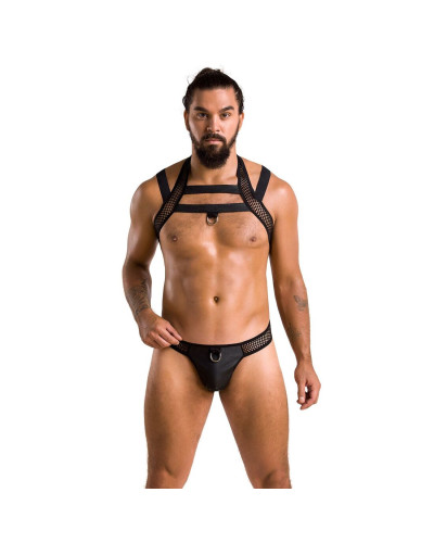 Комплект чоловічої білизни з кріпленнями Passion 043 JACOB XXL/XXXL Black, труси, шлейки - Фото №3