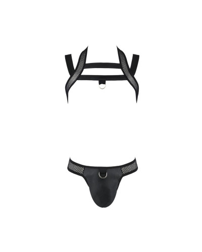 Комплект чоловічої білизни з кріпленнями Passion 043 JACOB XXL/XXXL Black, труси, шлейки - Фото №5