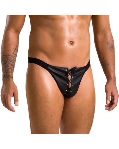 Мужские слипы на шнуровке Passion 044 SLIP BEN XXL/XXXL Black, экокожа, люверсы - Фото №1