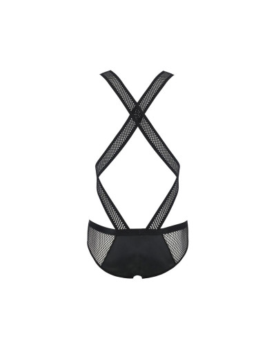 Чоловіче еротичне сітчасте боді Passion 045 VICTOR L/XL Black, екошкіра, сітка - Фото №6