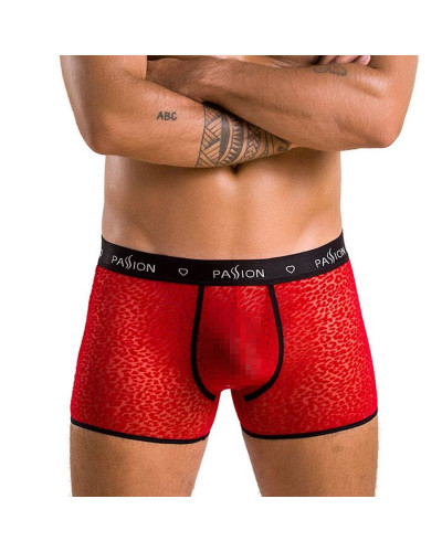 Чоловічі прозорі боксери Passion 046 SHORT PARKER L/XL Red, сітка, під леопард - Фото №1