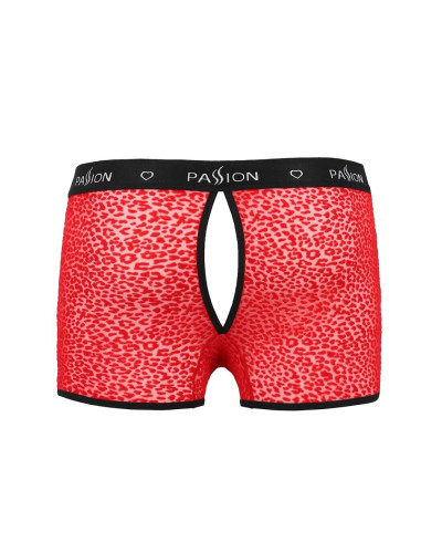 Чоловічі прозорі боксери Passion 046 SHORT PARKER L/XL Red, сітка, під леопард - Фото №6