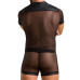 Комплект сетчатого мужского белья Passion 052 SET MICHAEL L/XL black, рубашка, боксеры, заклепки - Фото №2