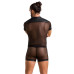 Комплект сетчатого мужского белья Passion 052 SET MICHAEL L/XL black, рубашка, боксеры, заклепки - Фото №4