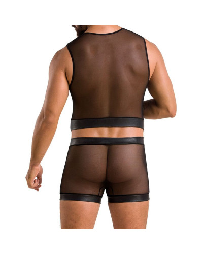 Комплект чоловічої білизни на шнурівці Passion 053 SET WILLIAM XXL/XXXL Black, жилет, боксери - Фото №2