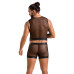 Комплект чоловічої білизни на шнурівці Passion 053 SET WILLIAM XXL/XXXL Black, жилет, боксери - Фото №4