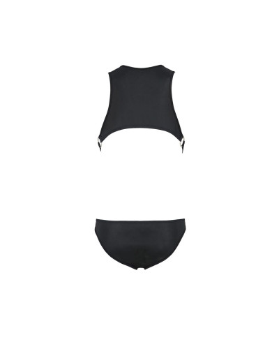 Чоловіче шкіряне боді Passion 056 ADAM S/M Black, заклепки - Фото №6