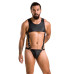 Чоловіче шкіряне боді Passion 056 ADAM XXL/XXXL Black, заклепки - Фото №3