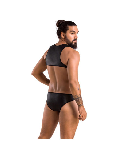 Чоловіче шкіряне боді Passion 056 ADAM XXL/XXXL Black, заклепки - Фото №4