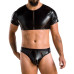 Комплект мужского белья под латекс Passion 057 SET PETER XXL/XXXL Black, кроп-топ, стринги - Фото №1
