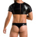 Комплект мужского белья под латекс Passion 057 SET PETER XXL/XXXL Black, кроп-топ, стринги - Фото №2