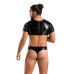 Комплект мужского белья под латекс Passion 057 SET PETER XXL/XXXL Black, кроп-топ, стринги - Фото №4