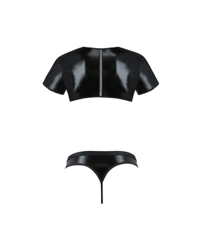 Комплект мужского белья под латекс Passion 057 SET PETER XXL/XXXL Black, кроп-топ, стринги - Фото №6
