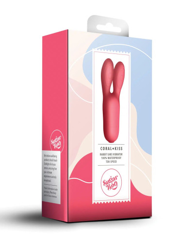 Клиторальный вибратор SugarBoo Coral Kiss с ушками, два мотора, работа от батареек (в комплекте) - Фото №4