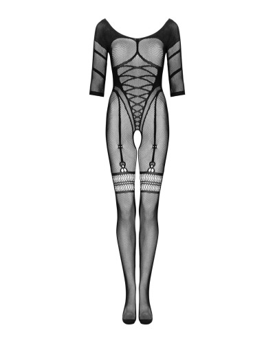 (SALE) Сітчастий бодістокінг з імітацією підв’язок Obsessive Bodystocking G329 S/M/L, black, з доступом - Фото №3