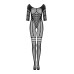 (SALE) Сітчастий бодістокінг з імітацією підв’язок Obsessive Bodystocking G329 S/M/L, black, з доступом - Фото №3