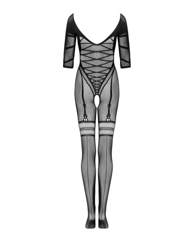 (SALE) Сітчастий бодістокінг з імітацією підв’язок Obsessive Bodystocking G329 S/M/L, black, з доступом - Фото №4