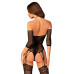 (SALE) Нейлоновый бодистокинг с имитацией чулок Obsessive Bodystocking G333 S/M/L, black, с доступом - Фото №2