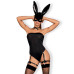 Эротический костюм кролика Obsessive Bunny costume L/XL, black, боди, чокер, гартеры, чулки, маска - Фото №1