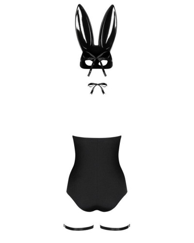 Эротический костюм кролика Obsessive Bunny costume L/XL, black, боди, чокер, гартеры, чулки, маска - Фото №4