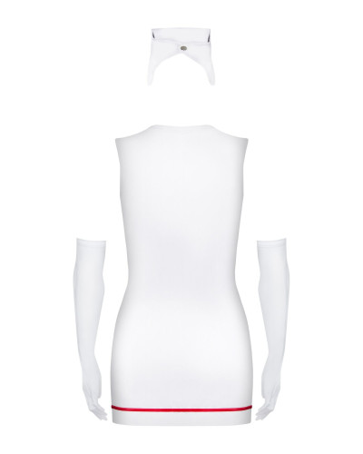Эротический костюм медсестры Obsessive Emergency dress S/M, white, платье, стринги, перчатки, чепчик - Фото №3