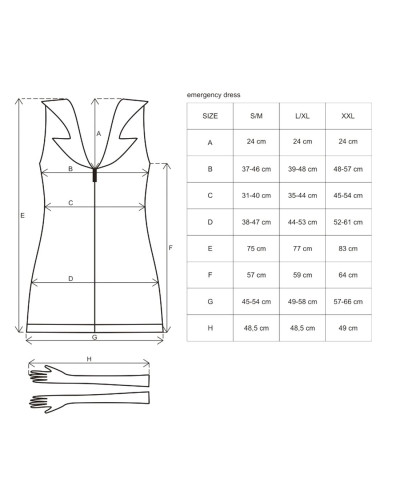 Эротический костюм медсестры Obsessive Emergency dress S/M, white, платье, стринги, перчатки, чепчик - Фото №4