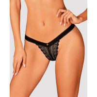 (SALE) Мереживні трусики із заниженою талією Obsessive Estiqua panties XS/S, black