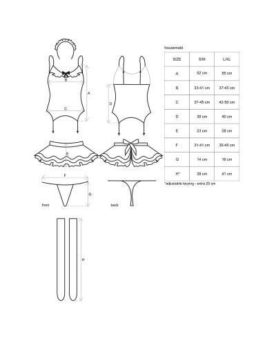 Эротический костюм горничной с юбкой Obsessive Housemaid 5 pcs costume S/M, black, топ, юбка, стринг - Фото №7