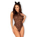 Еротичний костюм леопарда Obsessive Leocatia teddy XXL, боді, обруч з вушками - Фото №1
