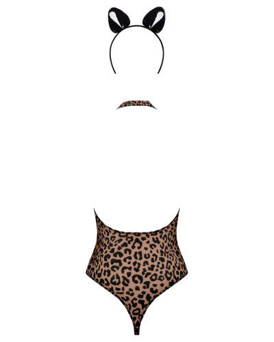 Еротичний костюм леопарда Obsessive Leocatia teddy XXL, боді, обруч з вушками - Фото №4