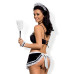 Атласний еротичний костюм покоївки Obsessive Maid set S/M, black, 5 предметів - Фото №2