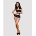 Атласний еротичний костюм покоївки Obsessive Maid set S/M, black, 5 предметів - Фото №6