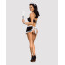 Атласний еротичний костюм покоївки Obsessive Maid set S/M, black, 5 предметів - Фото №7