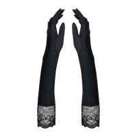Высокие перчатки с камнями и кружевом Obsessive Miamor gloves, black