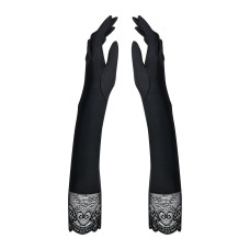 Високі рукавички з каменями та мереживом Obsessive Miamor gloves, black