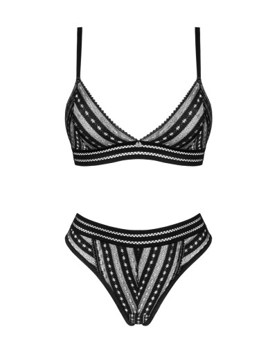 Комплект белья Obsessive Natilya 2-pcs set XS/S, black, бюстгальтер, трусики - Фото №3