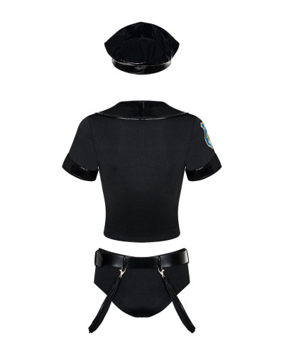 Еротичний костюм поліцейського Obsessive Police set S/M, black, топ, шорти, кепка, пояс, портупея - Фото №3