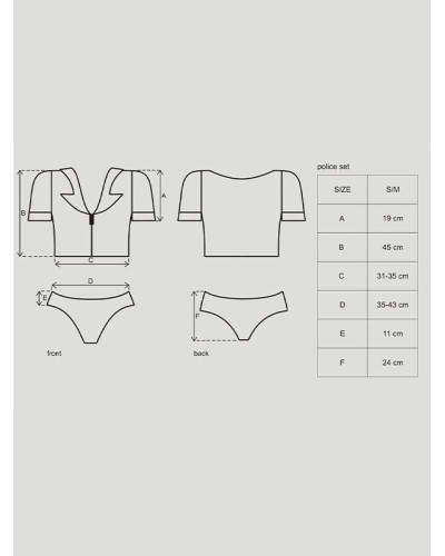 Еротичний костюм поліцейського Obsessive Police set S/M, black, топ, шорти, кепка, пояс, портупея - Фото №4
