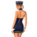 Еротичний костюм стюардеси Obsessive Stewardess uniform M/L, blue, сукня, пілотка, шарф, манжети - Фото №2