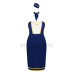 Еротичний костюм стюардеси Obsessive Stewardess uniform M/L, blue, сукня, пілотка, шарф, манжети - Фото №3