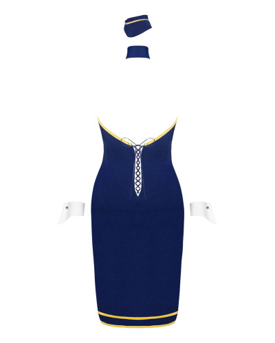 Еротичний костюм стюардеси Obsessive Stewardess uniform M/L, blue, сукня, пілотка, шарф, манжети - Фото №4