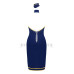 Еротичний костюм стюардеси Obsessive Stewardess uniform M/L, blue, сукня, пілотка, шарф, манжети - Фото №4