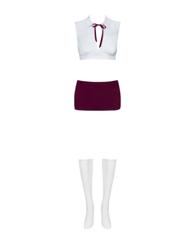 Эротический костюм студентки Obsessive Student 4 pcs costume L/XL, топ, юбка, стринги, гольфы - Фото №3