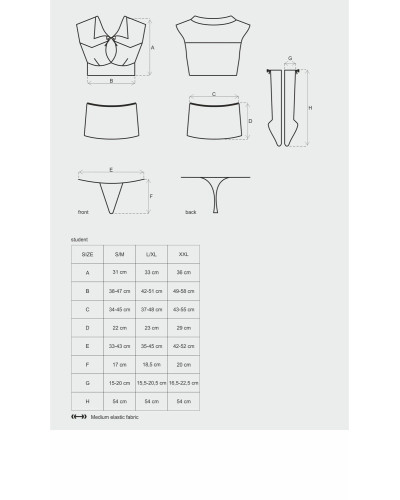 Эротический костюм студентки Obsessive Student 4 pcs costume L/XL, топ, юбка, стринги, гольфы - Фото №5