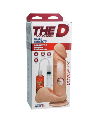 Фалоімітатор, що кінчає, Doc Johnson The D ULTRASKYN Perfect D Squirting – 7 Inch, діаметр 4,3 см - Фото №2