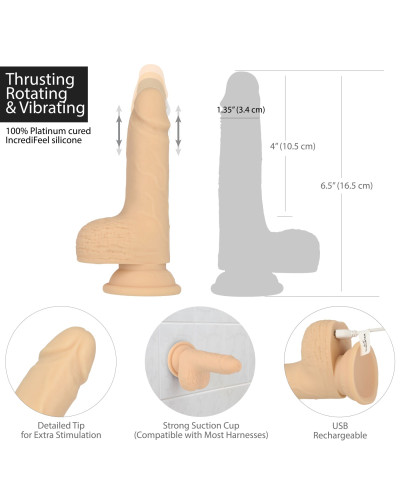 Фаллоимитатор-пульсатор Naked Addiction 6.5″ Thrusting Dong With Remote, движения вперед-назад,пульт - Фото №3